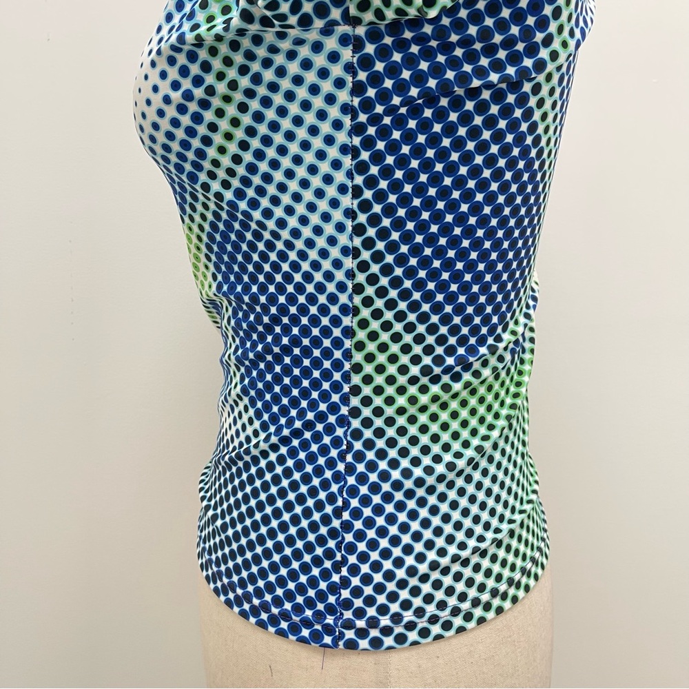 Sinead Gorey Digitally Printed Long Sleeve Mock Neck Blue Green Top - Picture 6 of 10